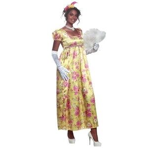 Womens L- XL Regency Romance Parade Gown Bridgerton Floral Halloween Costume
